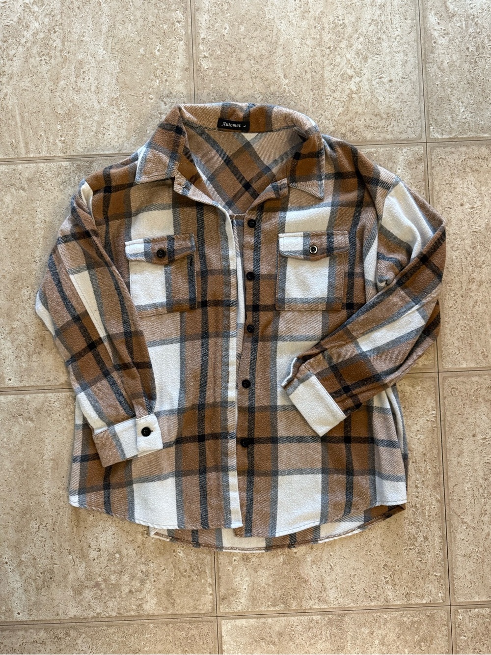 Plaid Jacket - Tan & Cream